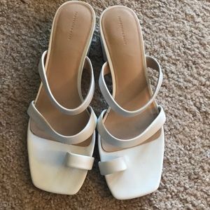 Something Navy White Sandal Heels